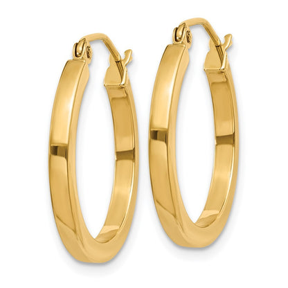 14k Yellow Gold 2mm Square Tube Hoop Earrings Gift for Women