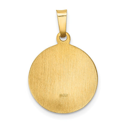 14k Yellow Gold Polished and Satin Sacred Heart of Mary Medal Hollow Pendant