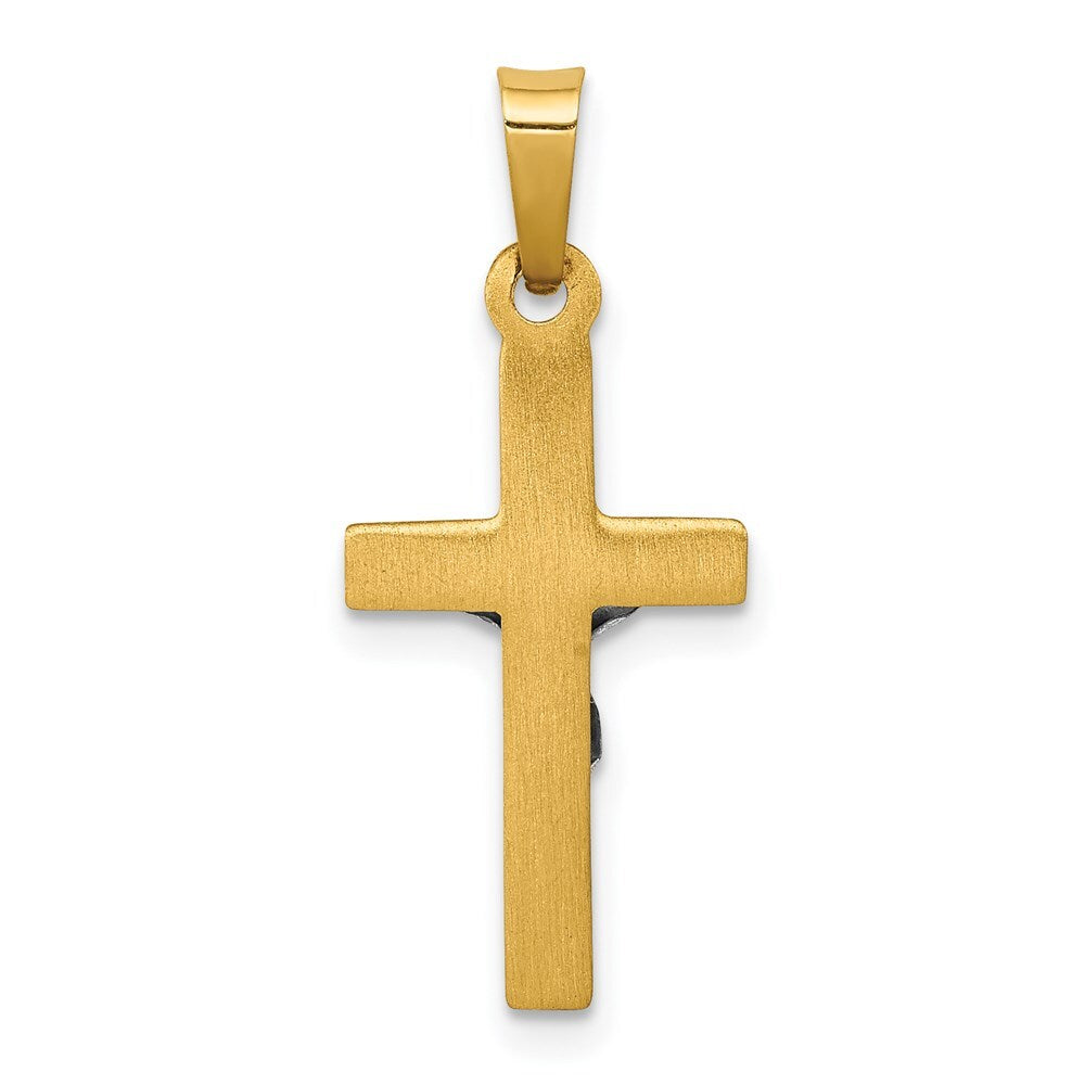 14k Two-tone Gold INRI Hollow Crucifix Pendant for Women