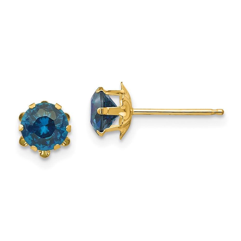 14k Yellow Gold Madi K 5mm CZ Birthstone (Dec) Earrings
