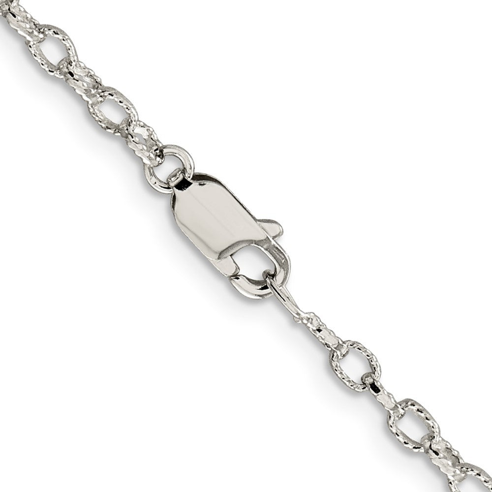 Sterling Silver 3mm Fancy Patterned Rolo Chain Necklace