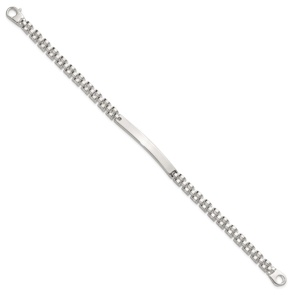 Sterling Silver Polished 4.7mm Fancy Link 8 inch Mens ID Bracelet