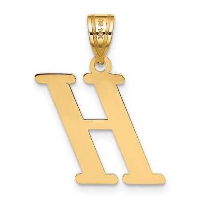 14k Yellow Gold Polished Letter H Initial Pendant for Women
