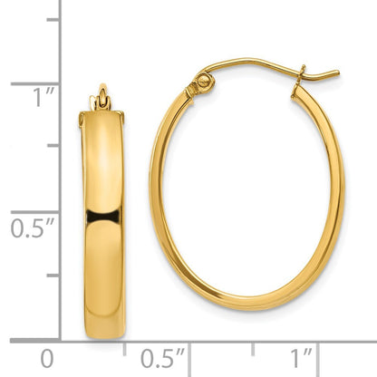 14k Yellow Gold Lightweight Oval Hoop Earrings Gift for Women