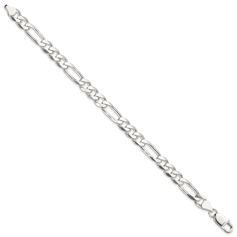 Sterling Silver 7.5mm Figaro Chain Bracelet