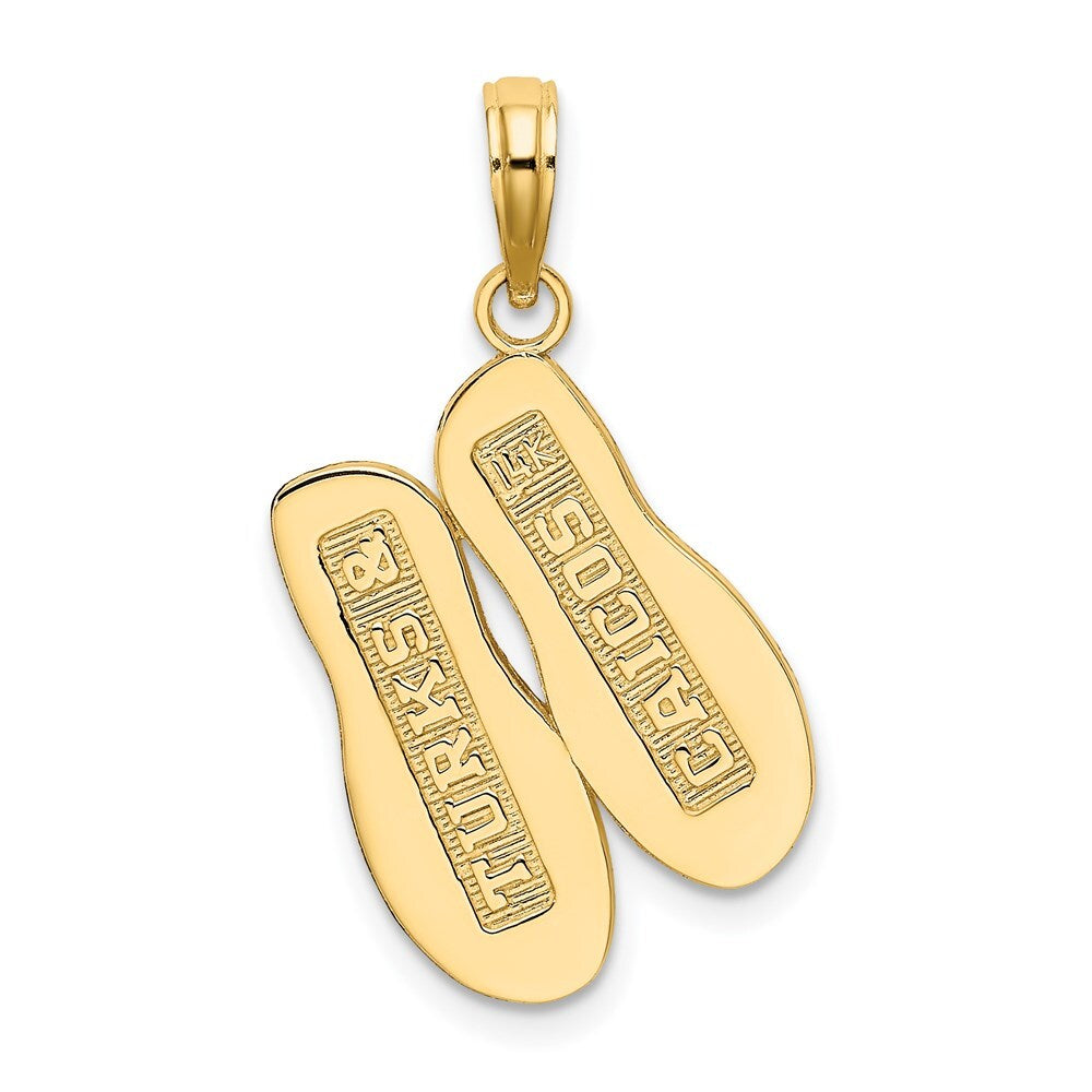 14k Yellow Gold TURKS AND CAICOS Double Flip-Flop Charm Pendant for Women