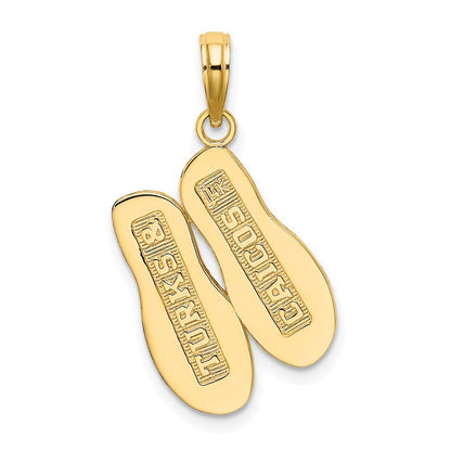 14k Yellow Gold TURKS AND CAICOS Double Flip-Flop Charm Pendant for Women