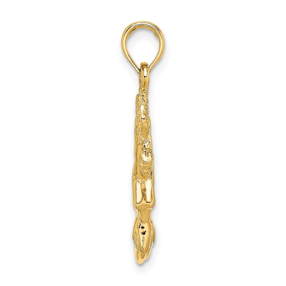 14k Yellow Gold 3-D Jumping Cheerleader Charm Pendant for Women