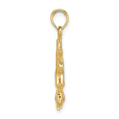 14k Yellow Gold 3-D Jumping Cheerleader Charm Pendant for Women