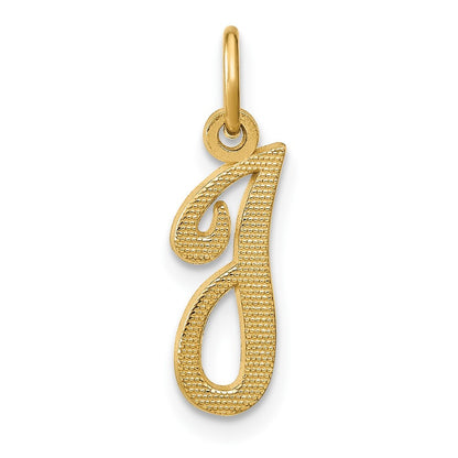 14k Yellow Gold Script Letter I Initial Charm Pendant for Women