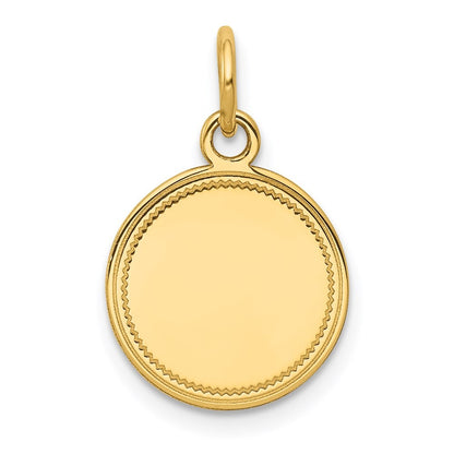 14k Yellow Gold Plain .018 Gauge Engravable Round Disc Charm