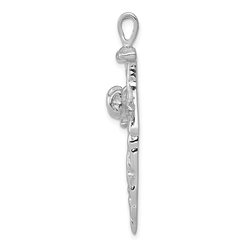 14k White Gold Nail Cross Charm Pendant for Women