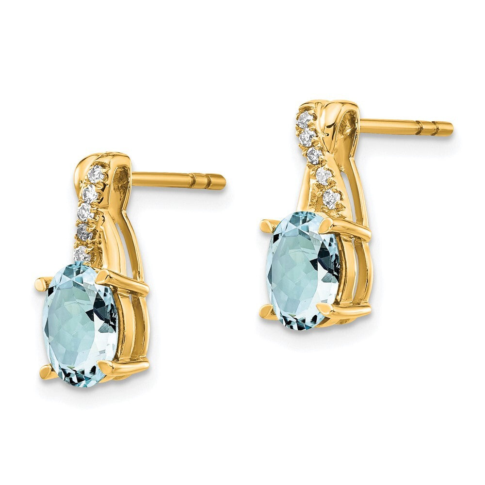 14k Yellow Gold Aquamarine and Diamond Drop & Dangle Earrings