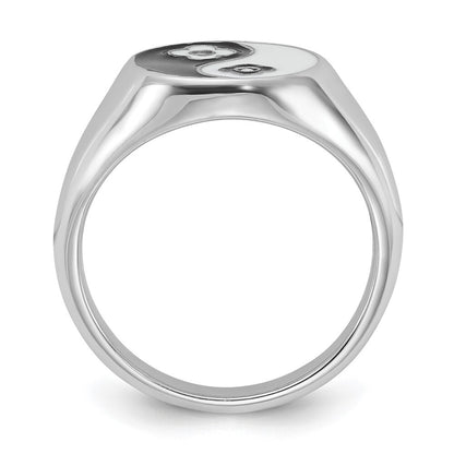 Sterling Silver Rhodium-plated Enameled Yin Yang CZ Ring Size 8