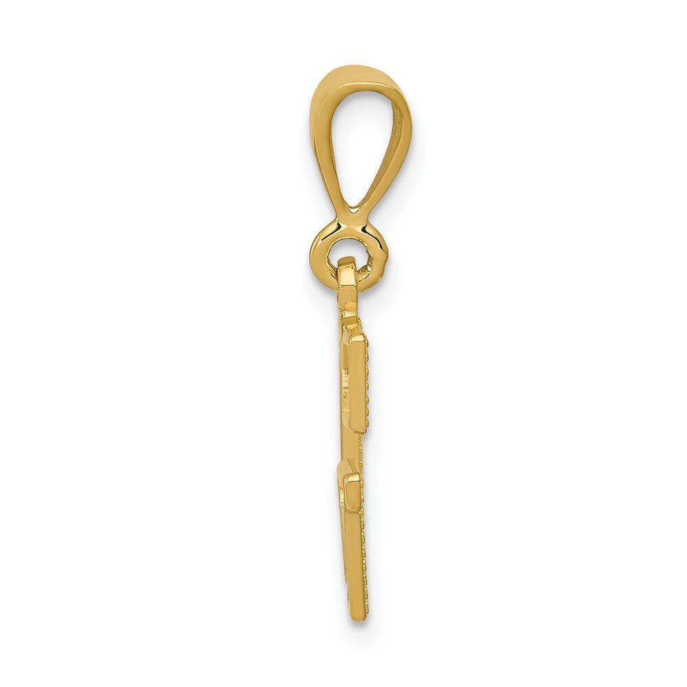 14k Yellow Gold Textured Initial G Charm Pendant for Women