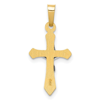 14k Two-tone Gold Polished INRI Crucifix Pendant for Women