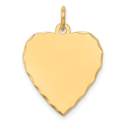 14k Yellow Gold Etched .018 Gauge Engravable Heart Disc Charm Pendant for Women