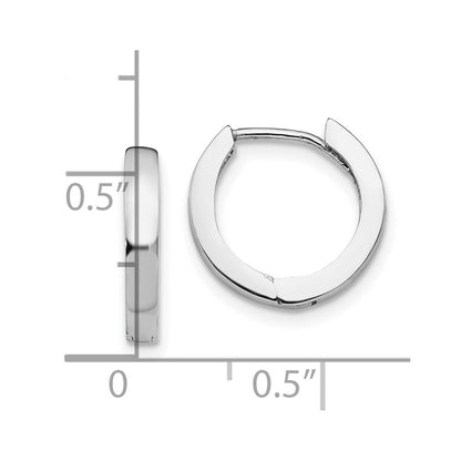 14k White Gold Round Hinged Hoop Earrings Gift for Women