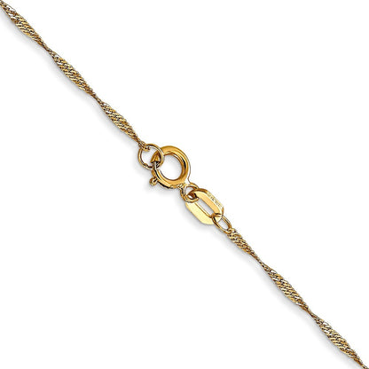 14k Yellow Gold 16 inch Carded 1mm Singapore Chain Necklace