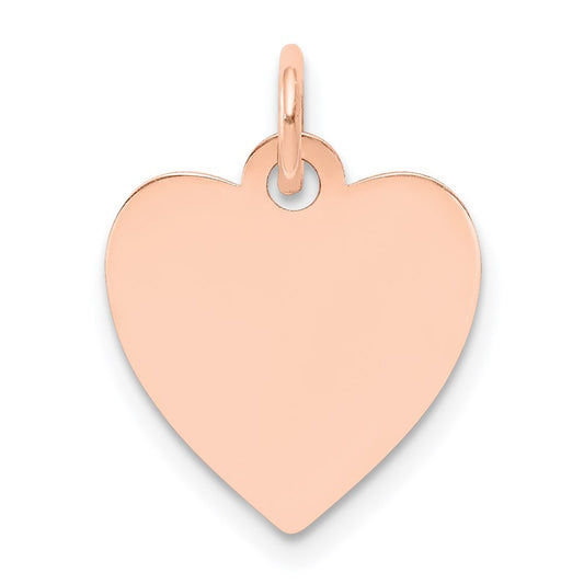 14k Rose Gold Plain .011 Gauge Engraveable Heart Disc Charm Pendant
