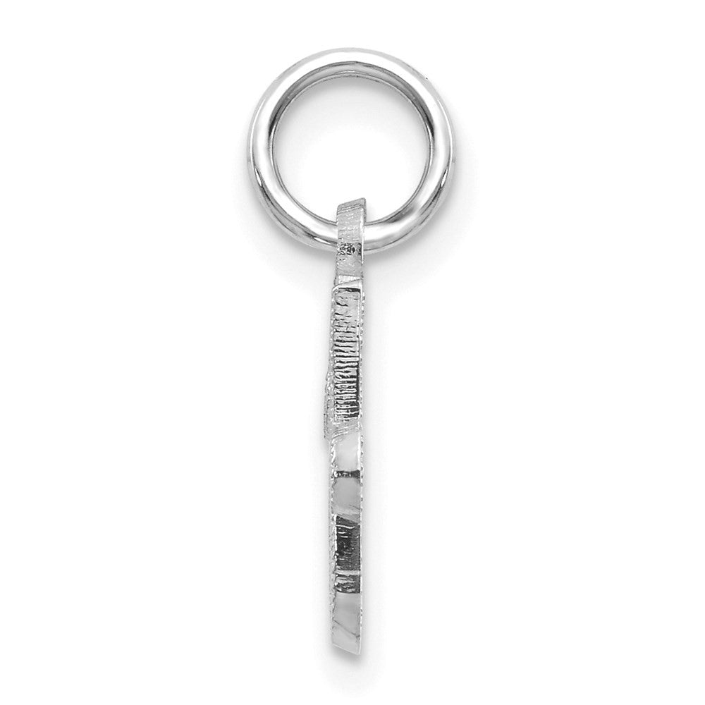 14k White Gold Casted Script Letter J Initial Charm Pendant