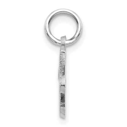 14k White Gold Casted Script Letter J Initial Charm Pendant