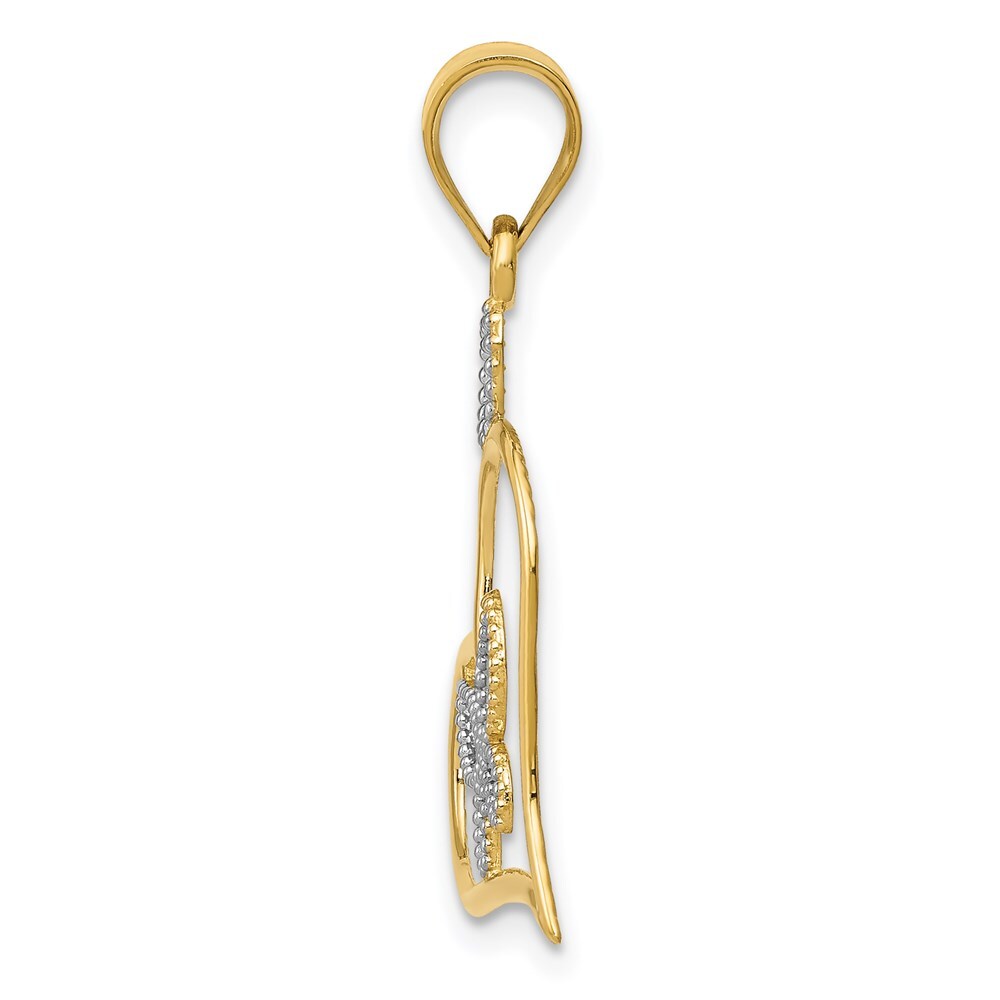 14k Yellow Gold and White Rhodium Butterfly in Heart Pendant
