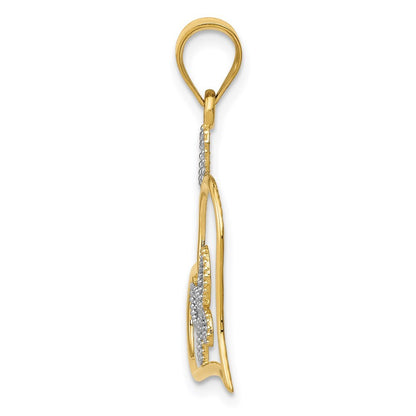 14k Yellow Gold and White Rhodium Butterfly in Heart Pendant