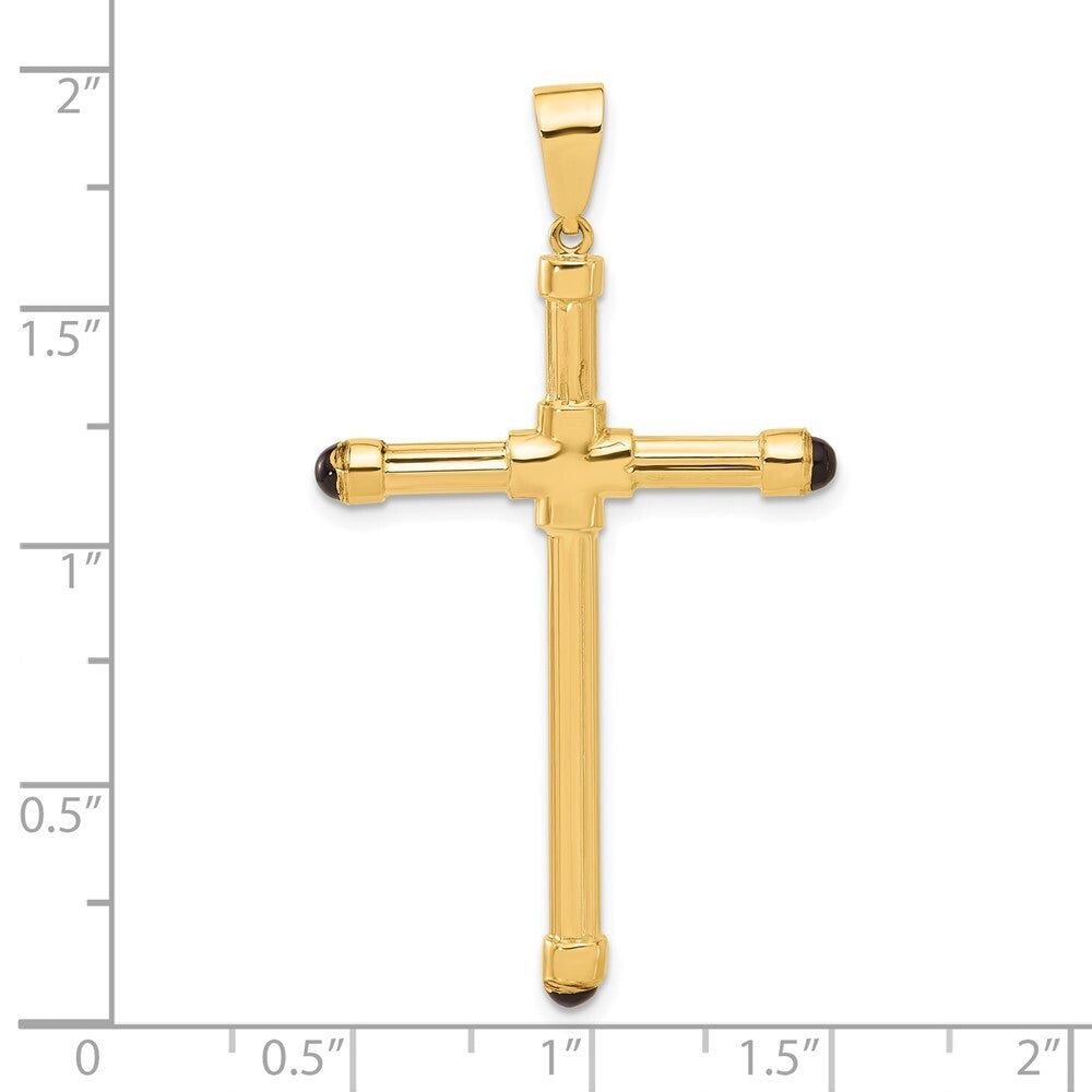 14k Yellow Gold Polished with Black Onyx Cross Pendant