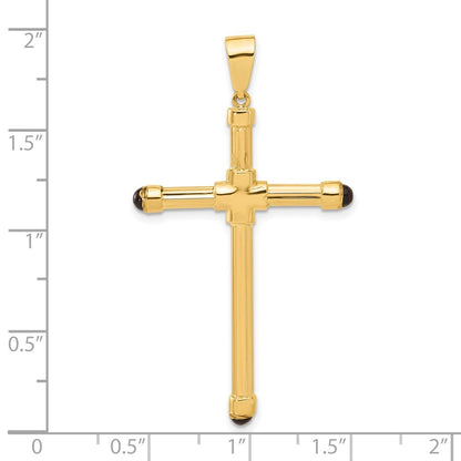 14k Yellow Gold Polished with Black Onyx Cross Pendant