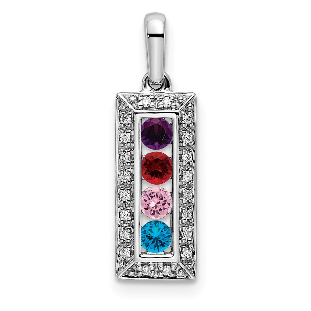14k White Gold Family Jewelry Diamond Semi-Set Pendant for Women