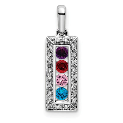 14k White Gold Family Jewelry Diamond Semi-Set Pendant for Women