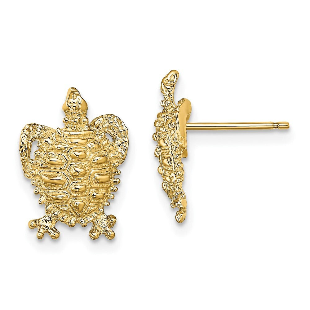 14k Yellow Gold Turtle Stud Earrings Gift for Women