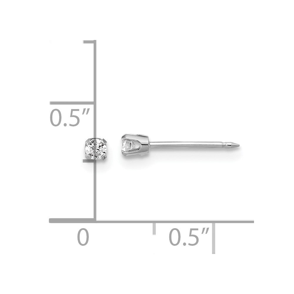 14k White Gold 2.4mm .10ct Lab Grown Diamond Stud Piercing Earrings