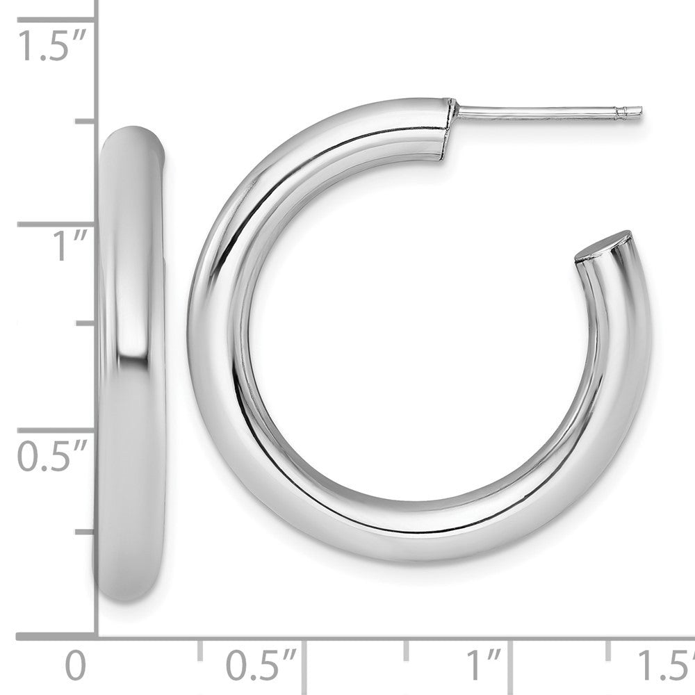 14k White Gold Polished 4.0 x 30mm Tube C-Hoop Earrings
