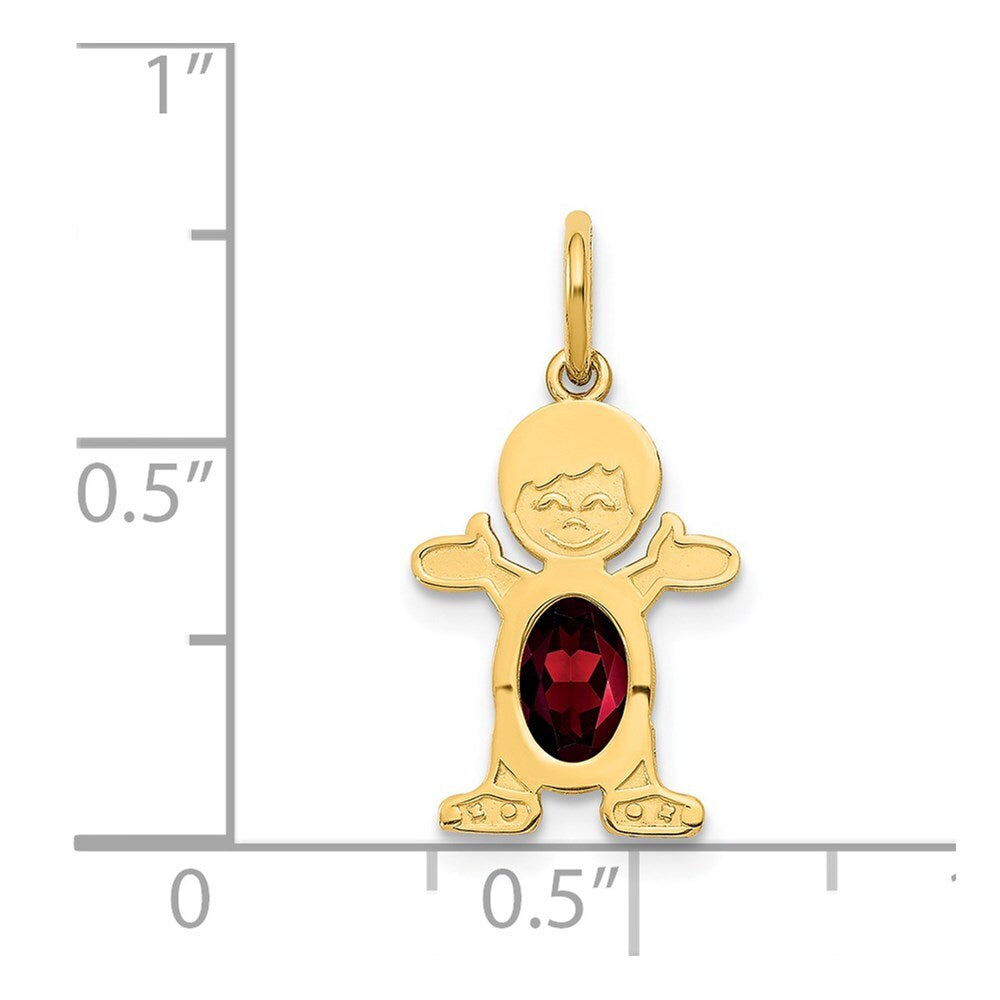 14k Yellow Gold Boy 6x4 Oval Genuine Garnet-January Pendant for Women