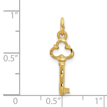 14k Yellow Gold Polished Diamond-cut 3D Key Charm Pendant for Women