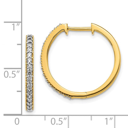 14k Yellow Gold Diamond Milgrain Hinged Hoop Earrings