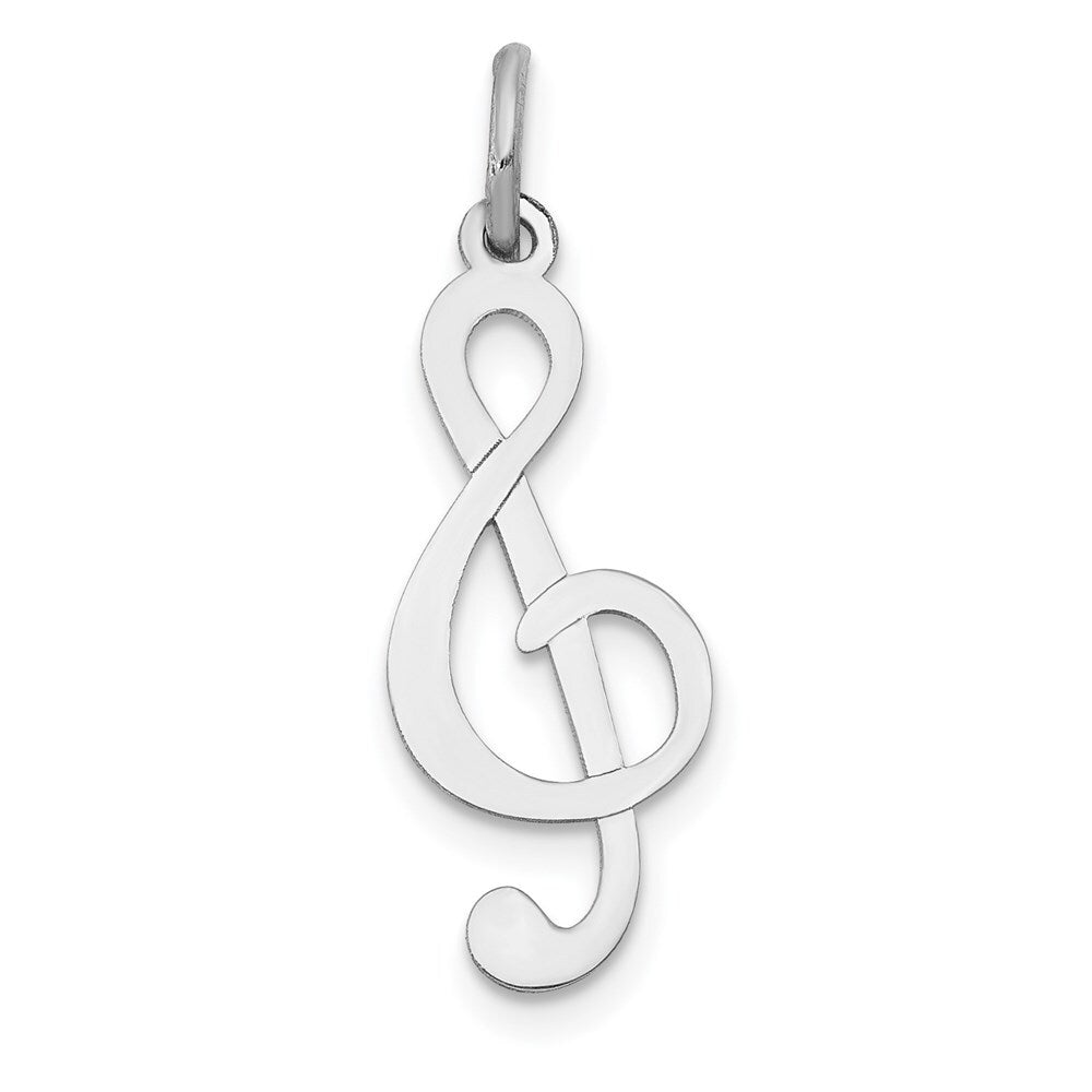 14k White Gold Polished Treble Clef Charm Pendant for Women