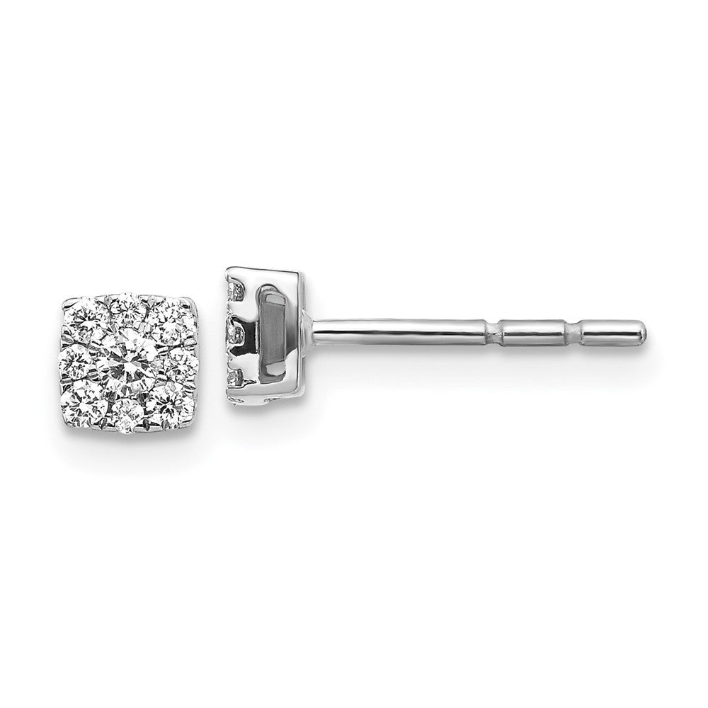 14k White Gold Diamond Cluster Earrings