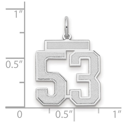 14k White Gold Medium Satin Number 53 Charm Pendant