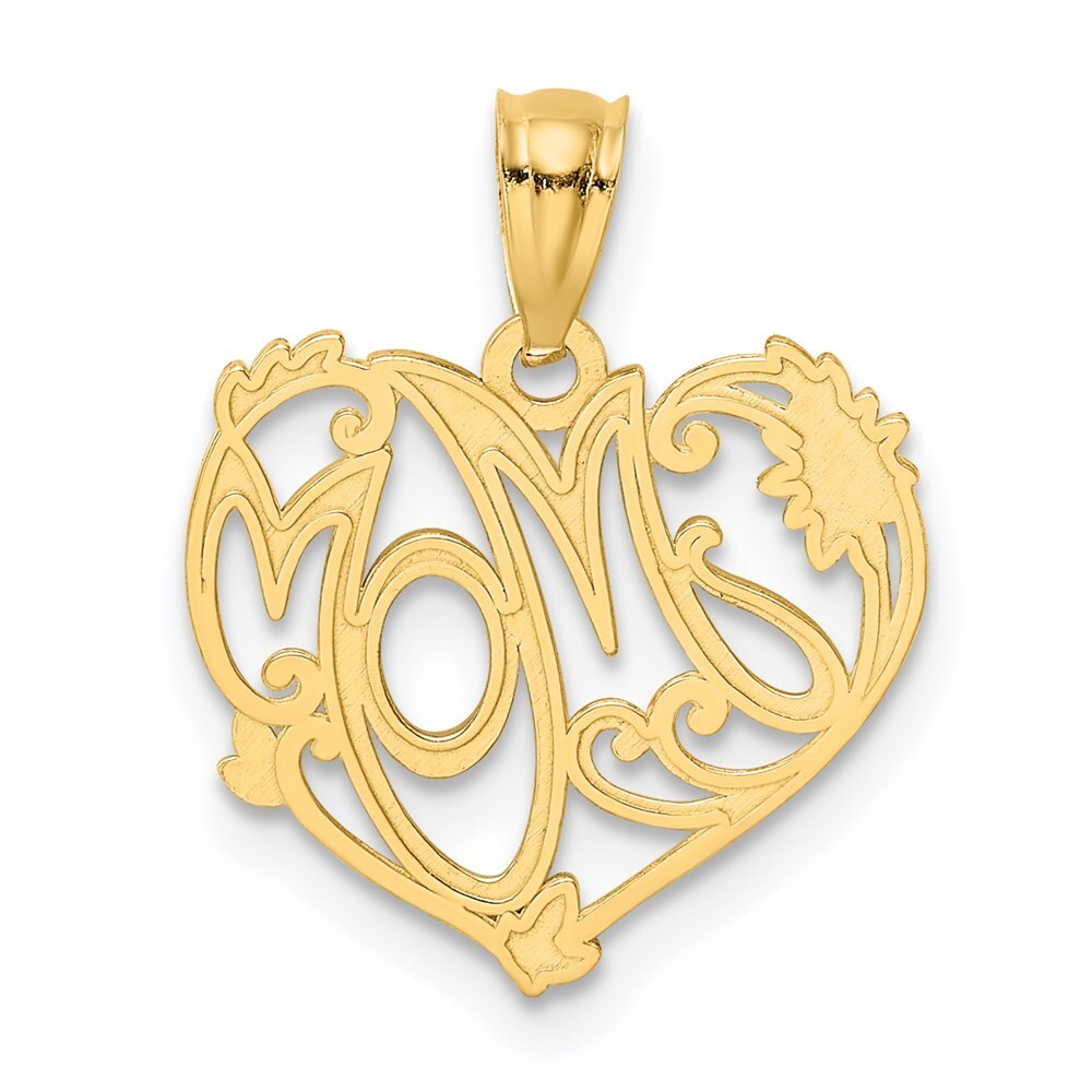 14k Yellow Gold and Rhodium MOM Pendant for Women