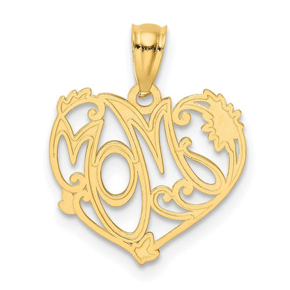 14k Yellow Gold and Rhodium MOM Pendant for Women