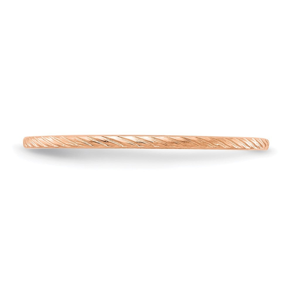 14K Rose Gold 1.2mm Twisted Wire Pattern Stackable Band Ring Size 6.5