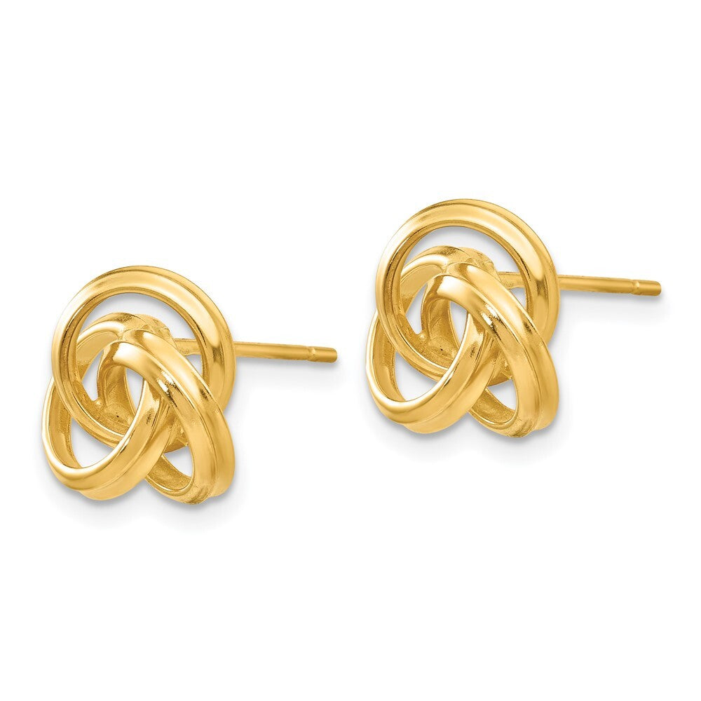 14k Yellow Gold Polished Love Knot Stud Earrings Gift for Women