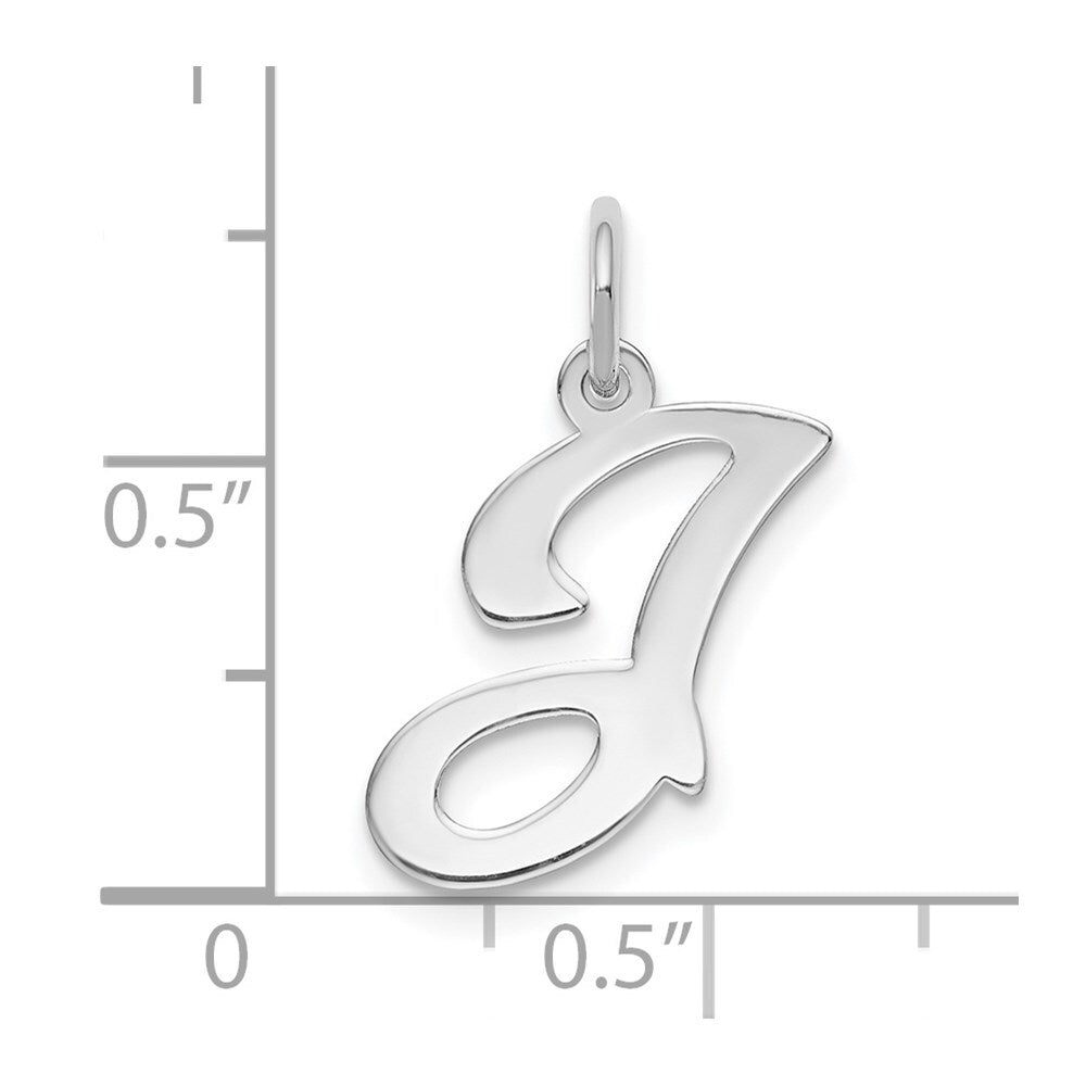 14k White Gold Script Letter J Initial Charm Pendant for Women