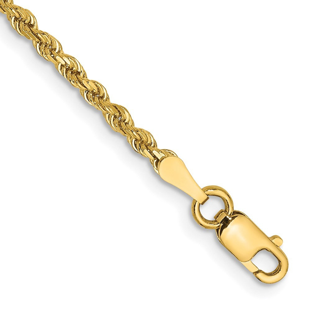 14k Yellow Gold 7 inch 2mm Diamond-cut Rope Chain Bracelet