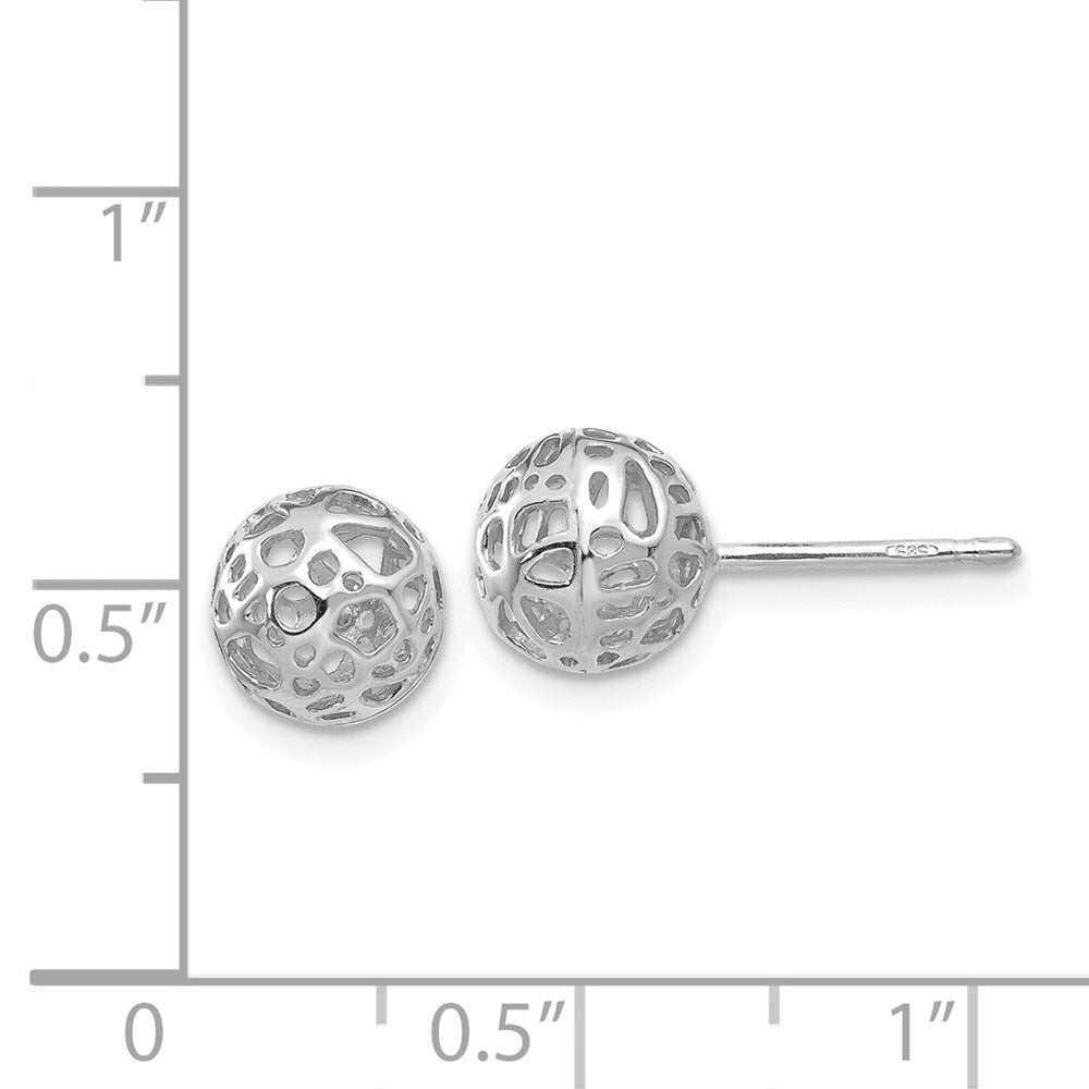 14K White Gold Medium Fancy Ball Stud Earrings