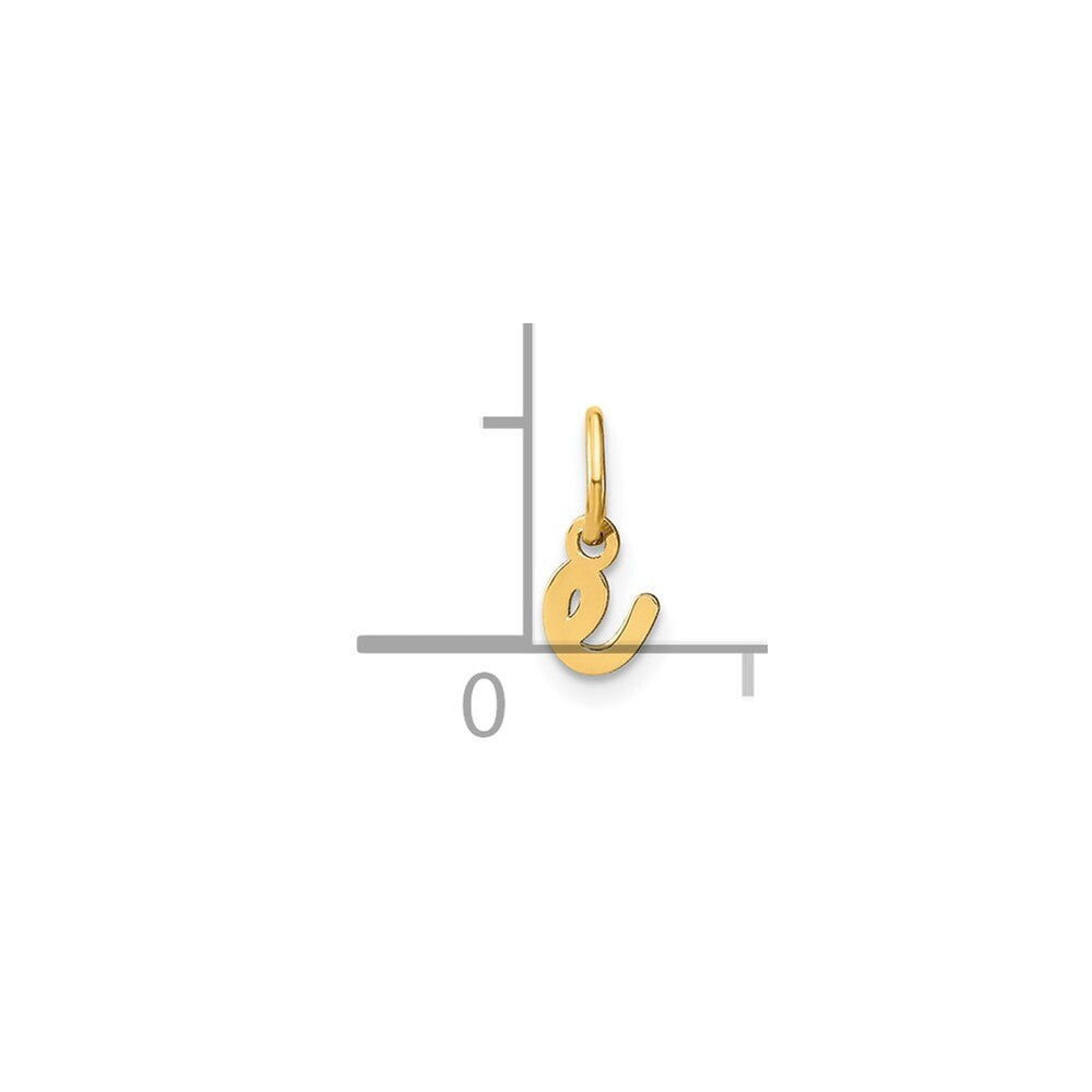 14k Yellow Gold Lower case Letter E Initial Charm Pendant for Women