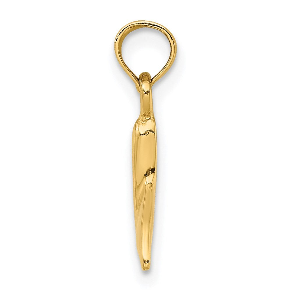 14k Yellow Gold Polished Small Whale Tail Charm
